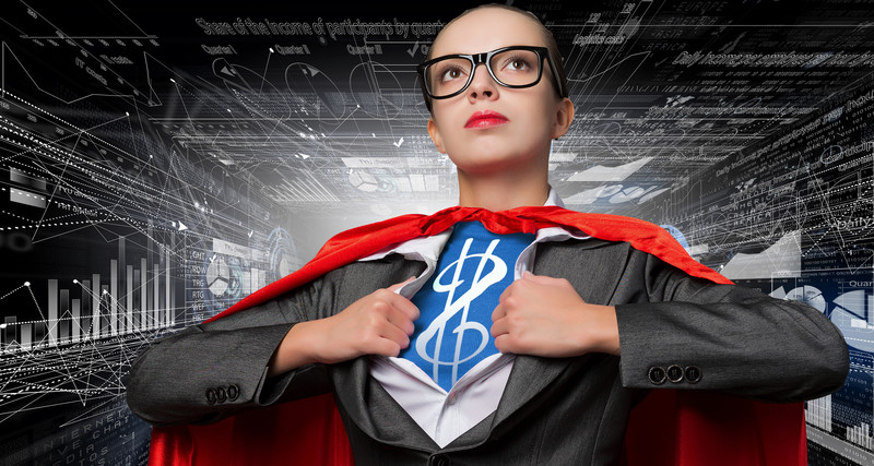 business woman glass superhero