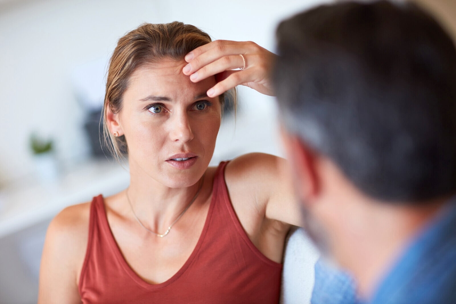 couple talking through a serious issues in their relationship